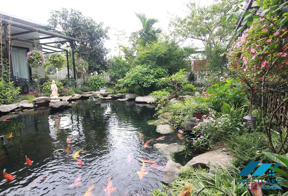 A garden fish pond house for rent in An Duong, Tay Ho