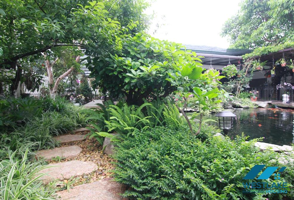 A garden fish pond house for rent in An Duong, Tay Ho