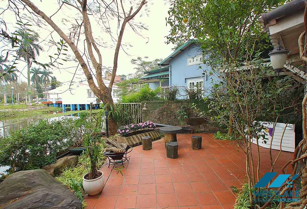 Beautiful house with large yard and lake view available for rent in Westlake area, Tay Ho, Ha Noi
