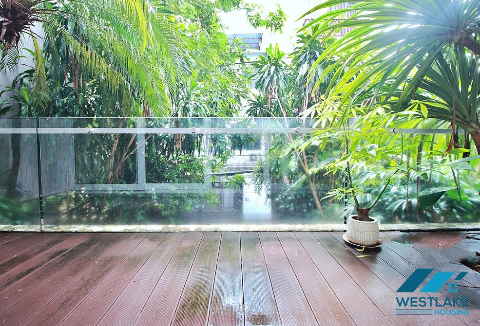 Semi-furnished 4 bedrooms house with big yard for rent in Tay Ho ward, Ha Noi