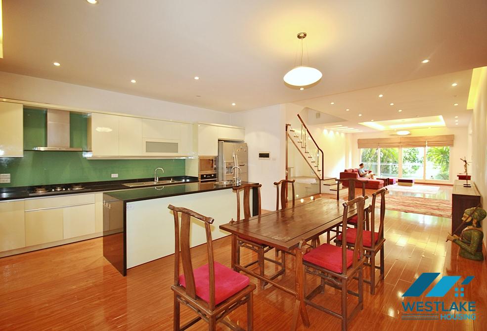 Semi-furnished 4 bedrooms house with big yard for rent in Tay Ho ward, Ha Noi