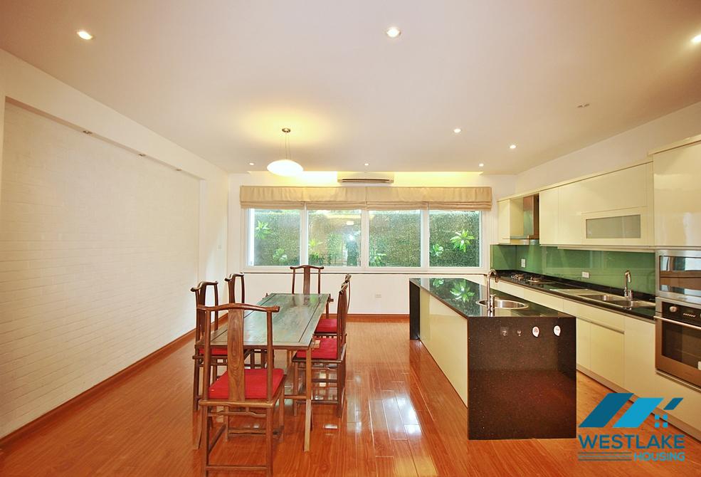 Semi-furnished 4 bedrooms house with big yard for rent in Tay Ho ward, Ha Noi