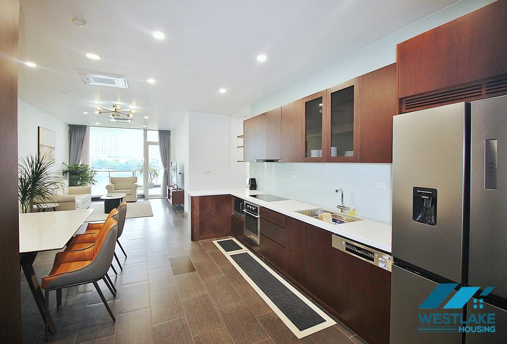 Lake view 03 bedrooms apartment for rent in Quang An st, Tay Ho ward, Tay Ho