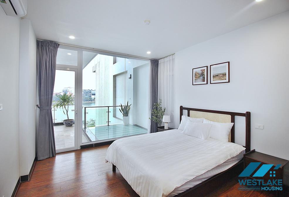 Lake view 03 bedrooms apartment for rent in Quang An st, Tay Ho ward, Tay Ho
