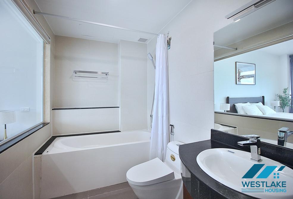 Lake view 03 bedrooms apartment for rent in Quang An st, Tay Ho ward, Tay Ho
