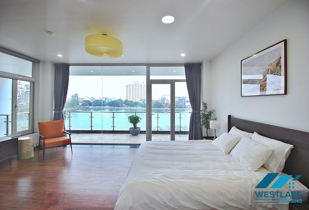 Lake view 03 bedrooms apartment for rent in Quang An st, Tay Ho ward, Tay Ho