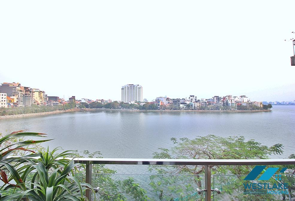 Lake view 03 bedrooms apartment for rent in Quang An st, Tay Ho ward, Tay Ho