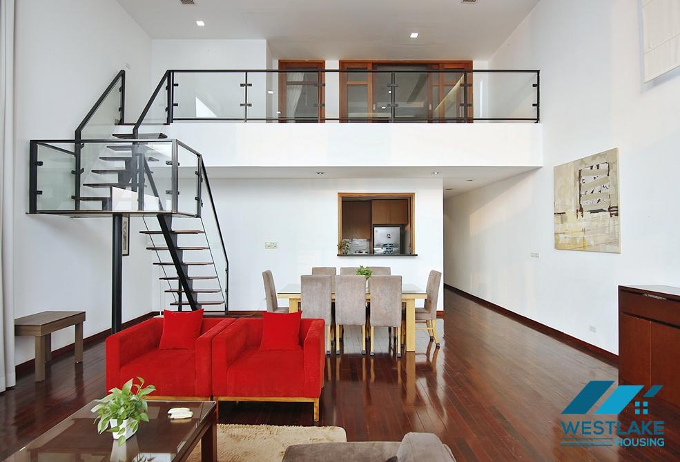 Beautiful West lake view, duplex 03 bedrooms apartment for rent in Xuan Dieu, Tay Ho, Ha Noi