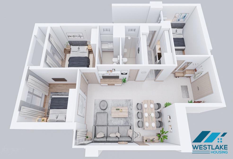 Cho thuê căn hộ 3 phòng ngủ hiện đại, mới cải tạo tại Ciputra, Hà Nội