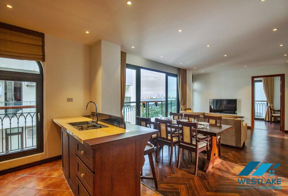 A beautiful 3 bedrooms serviced apartment with lake view for rent in Tay Ho, Ha Noi