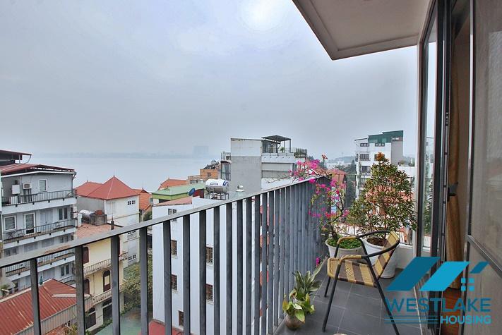Bright two bedroom apartment on high floor for rent in Xuan Dieu area, Tay Ho, Ha Noi