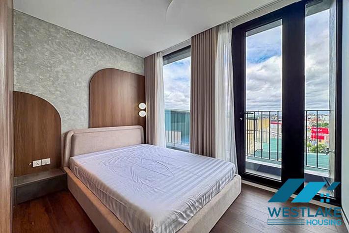 Beautiful and modern 3-bedroom apartment with a spacious balcony overlooking the lake for rent in Tay Ho, Hanoi.