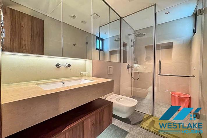 Beautiful and modern 3-bedroom apartment with a spacious balcony overlooking the lake for rent in Tay Ho, Hanoi.