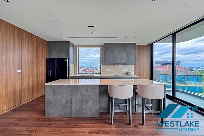 Beautiful and modern 3-bedroom apartment with a spacious balcony overlooking the lake for rent in Tay Ho, Hanoi.