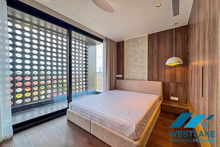 Beautiful and modern 3-bedroom apartment with a spacious balcony overlooking the lake for rent in Tay Ho, Hanoi.