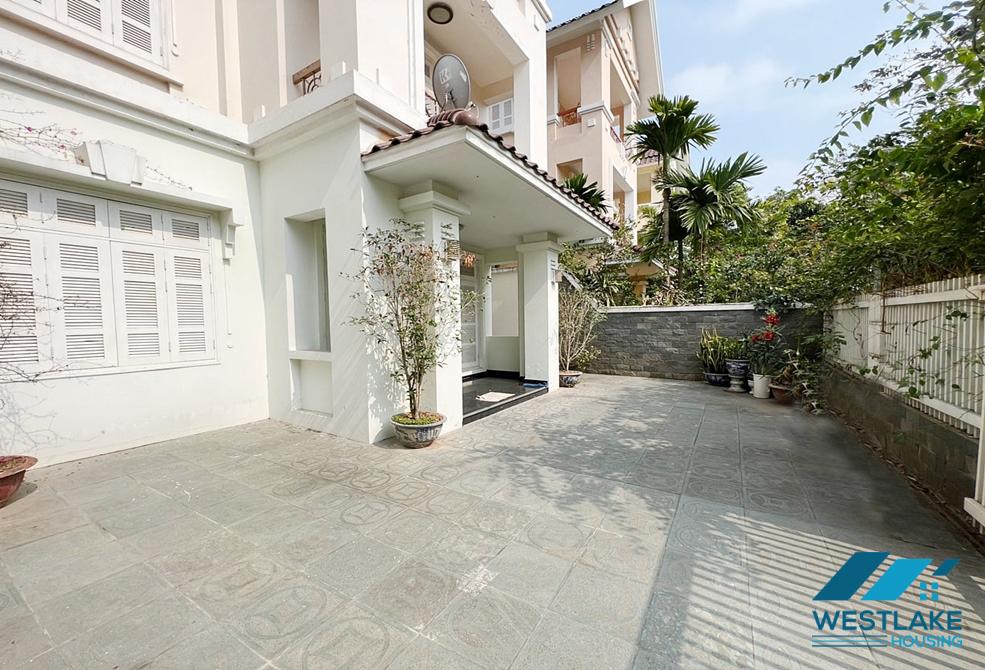 Garden white house for rent in T block, Ciputra, Tay Ho ward, Ha Noi