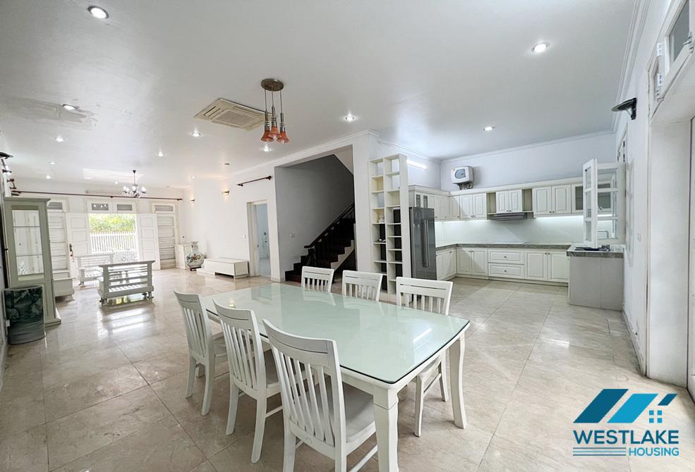 Garden white house for rent in T block, Ciputra, Tay Ho ward, Ha Noi