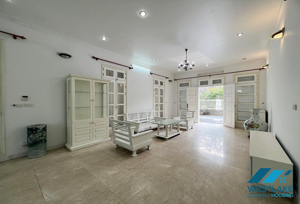 Garden white house for rent in T block, Ciputra, Tay Ho ward, Ha Noi