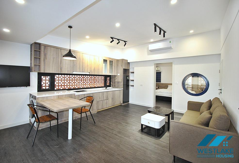 Big terrace one bedroom apartment for rent in To Ngoc Van area, Tay Ho, Hanoi