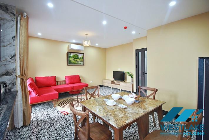 Newly and modern 2-bedroom apartment with a spacious balcony for rent in Yen Phu, Tay Ho, Hanoi.