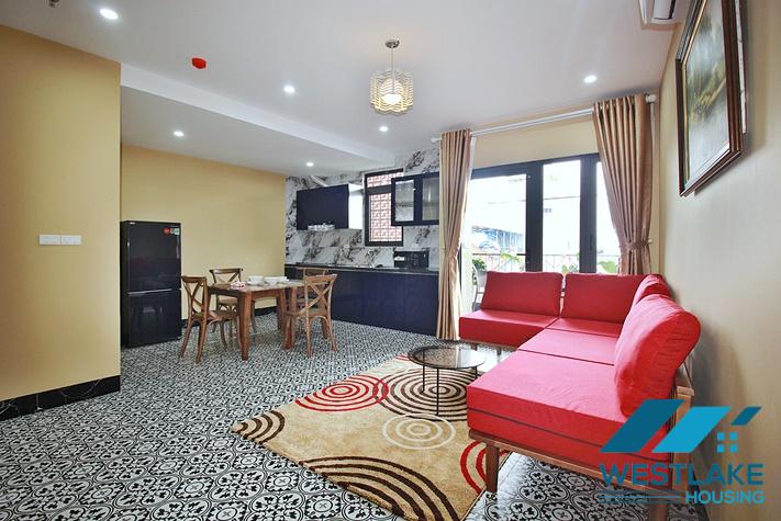 Newly and modern 2-bedroom apartment with a spacious balcony for rent in Yen Phu, Tay Ho, Hanoi.