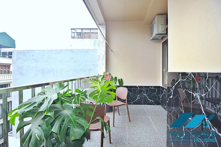 Newly and modern 2-bedroom apartment with a spacious balcony for rent in Yen Phu, Tay Ho, Hanoi.