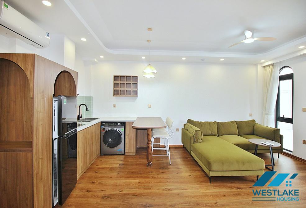 Bright one-bedroom apartment for rent on Vu Mien Street, Tay Ho Ward, Hanoi.