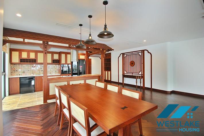 Beautiful, spacious 4-bedroom apartment with a large balcony and lake view for rent in Tu Hoa, Tay Ho, Hanoi.