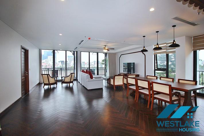 Beautiful, spacious 4-bedroom apartment with a large balcony and lake view for rent in Tu Hoa, Tay Ho, Hanoi.