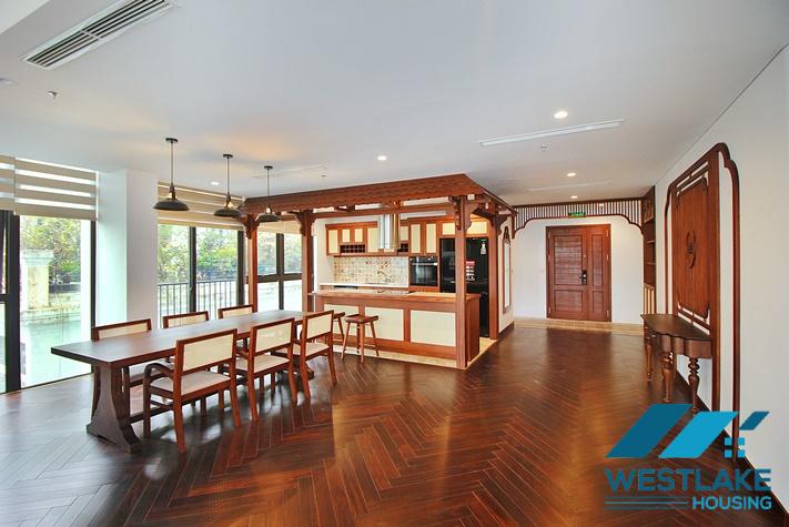 Beautiful, spacious 4-bedroom apartment with a large balcony and lake view for rent in Tu Hoa, Tay Ho, Hanoi.