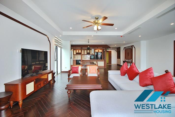 Beautiful, spacious 4-bedroom apartment with a large balcony and lake view for rent in Tu Hoa, Tay Ho, Hanoi.