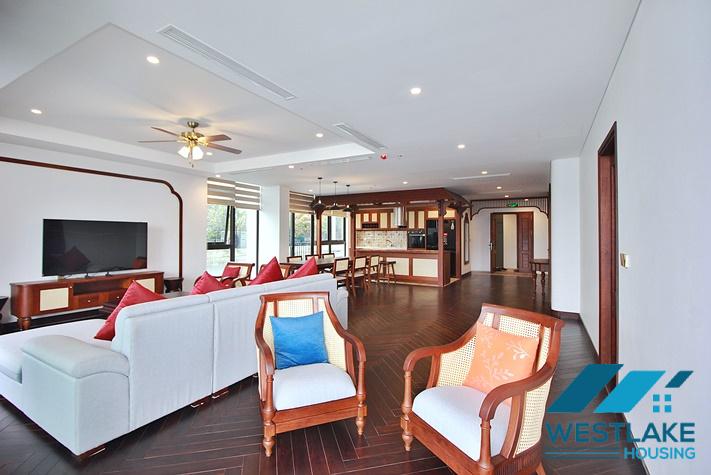 Beautiful, spacious 4-bedroom apartment with a large balcony and lake view for rent in Tu Hoa, Tay Ho, Hanoi.