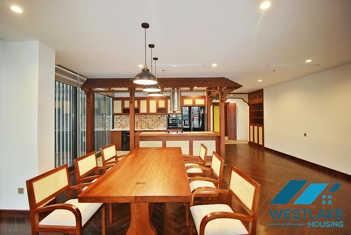 Brand new, modern 4-bedroom apartment for rent with a large balcony overlooking the lake in Tu Hoa, Tay Ho, Hanoi.