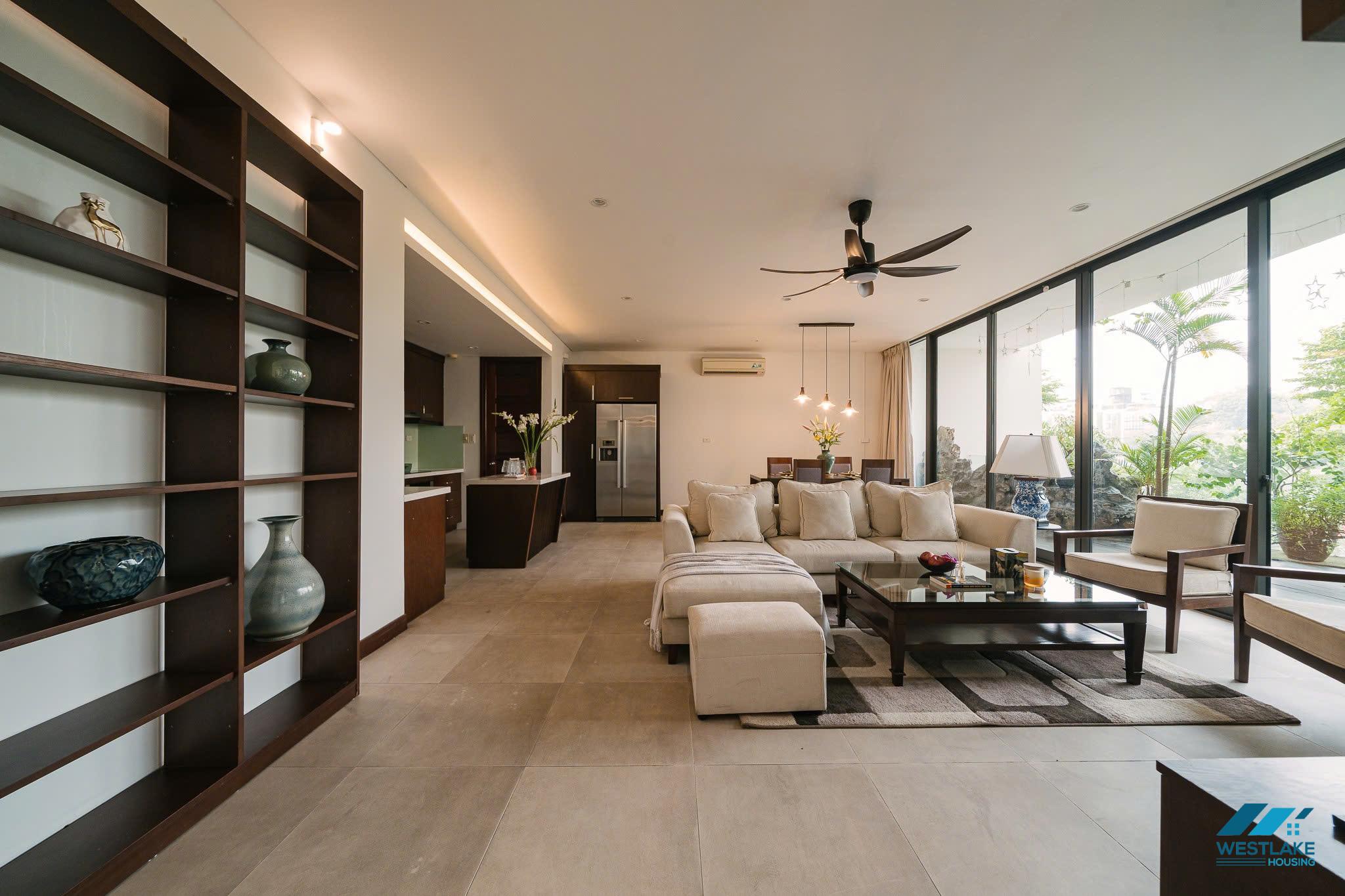 A beautiful 02 bedrooms apartment with lake view and large balcony for rent in Tay Ho, Ha Noi