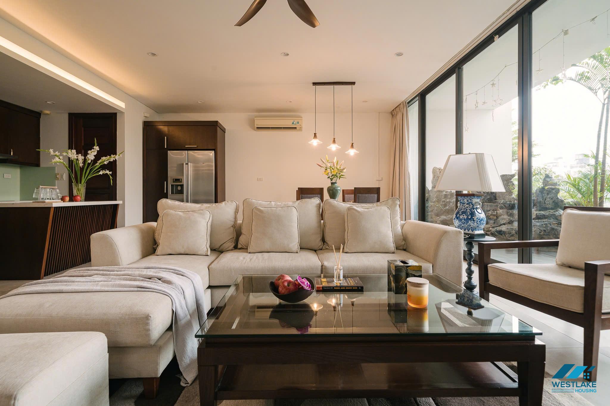 A beautiful 02 bedrooms apartment with lake view and large balcony for rent in Tay Ho, Ha Noi