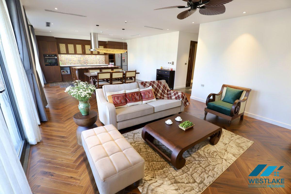 Good quality and lake view, three bedrooms apartment for rent in Truc Bach area, Ha Noi