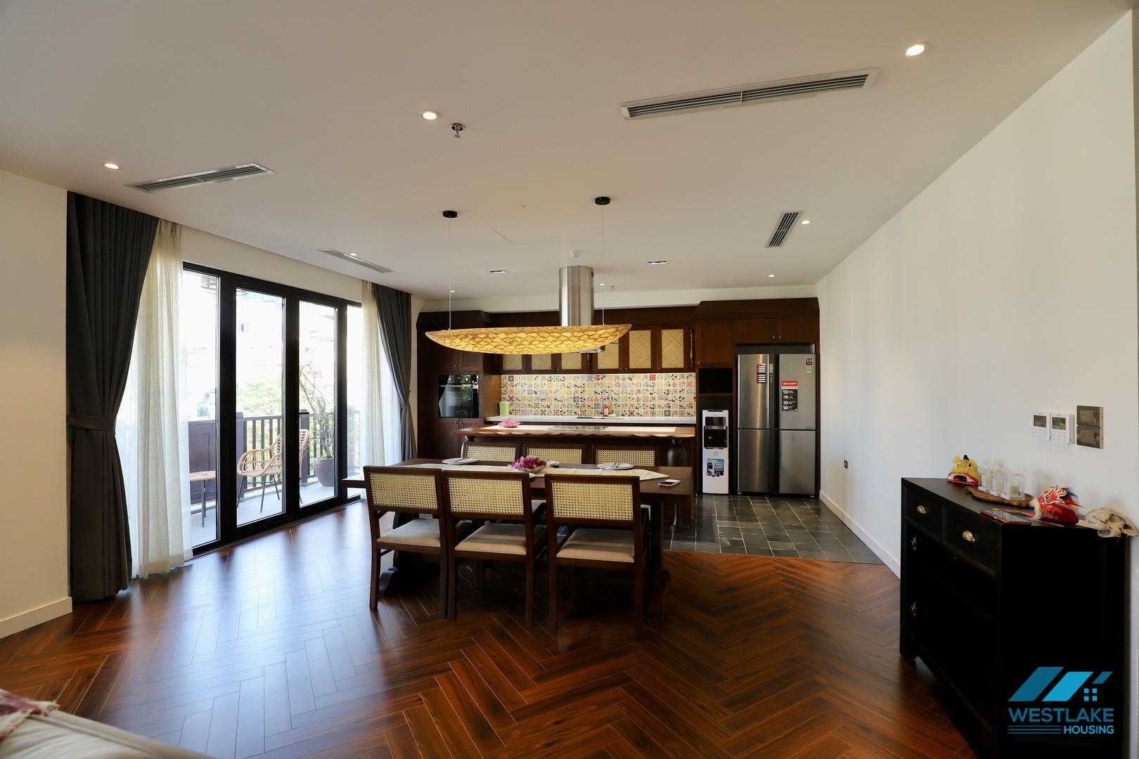 Good quality and lake view, three bedrooms apartment for rent in Truc Bach area, Ha Noi