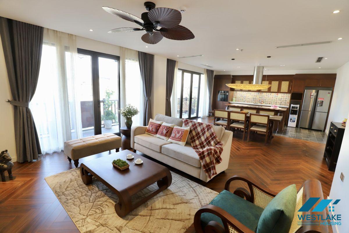 Good quality and lake view, three bedrooms apartment for rent in Truc Bach area, Ha Noi