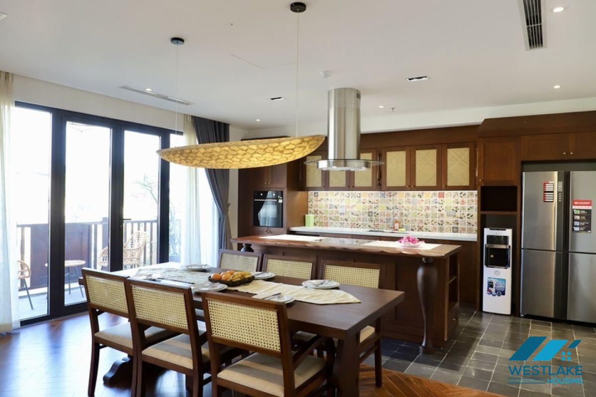 Good quality and lake view, three bedrooms apartment for rent in Truc Bach area, Ha Noi