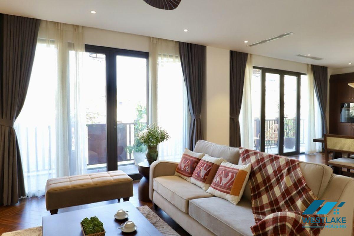 Good quality and lake view, three bedrooms apartment for rent in Truc Bach area, Ha Noi