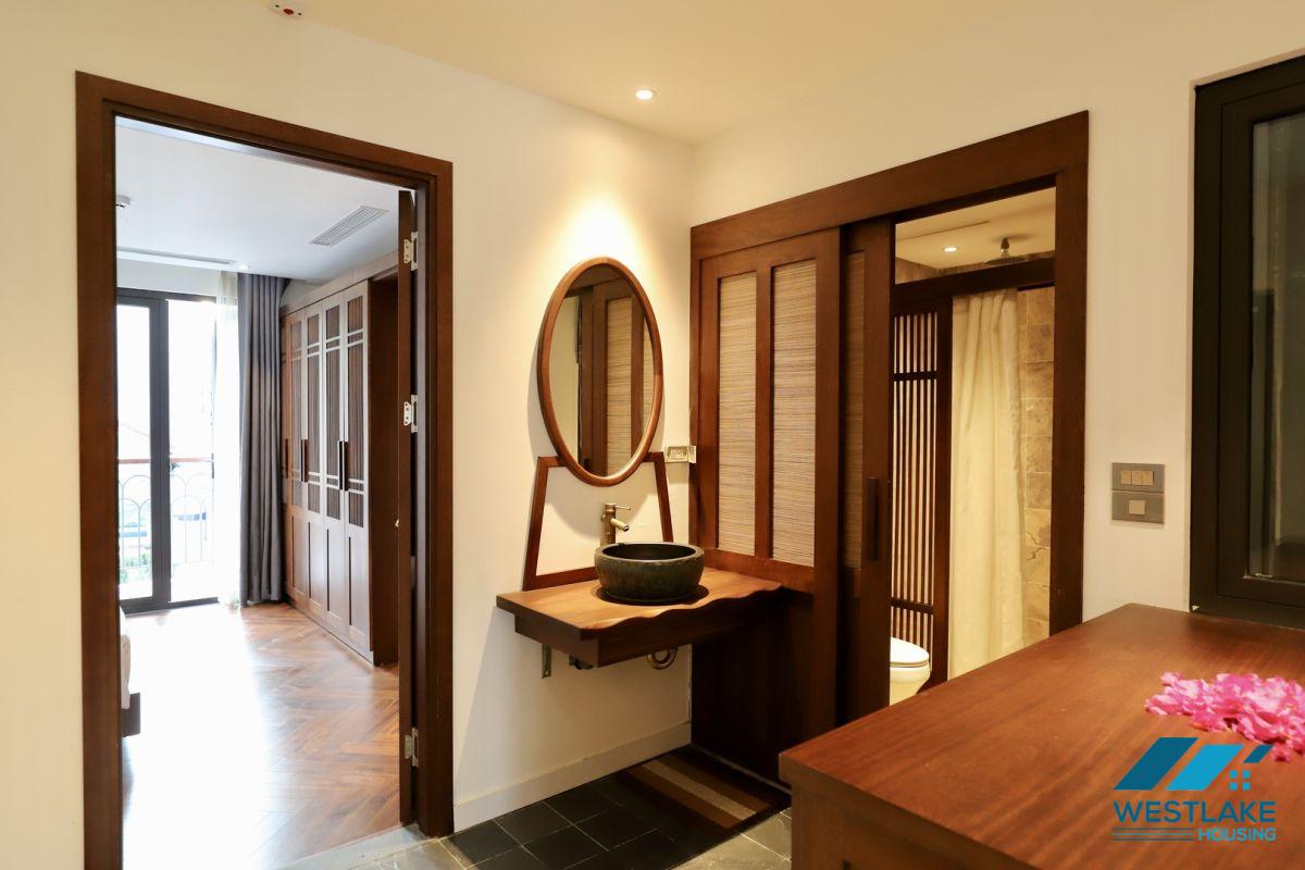 Good quality and lake view, three bedrooms apartment for rent in Truc Bach area, Ha Noi