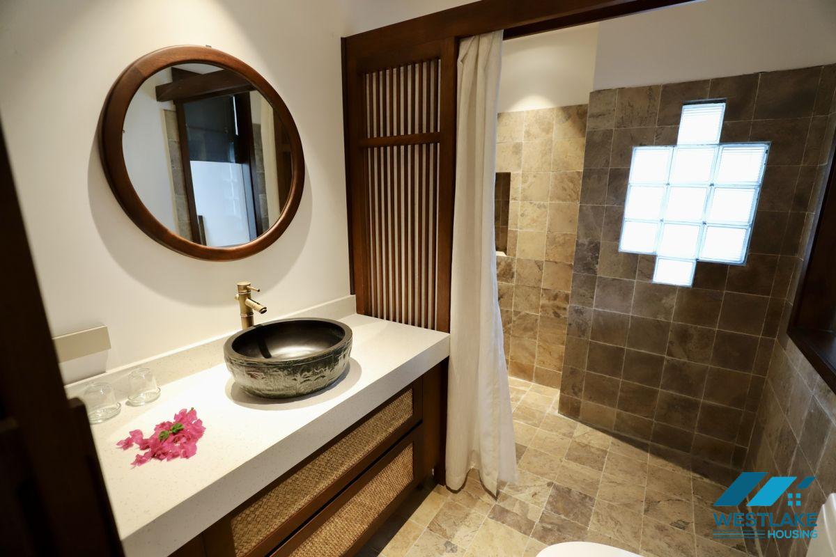 Good quality and lake view, three bedrooms apartment for rent in Truc Bach area, Ha Noi