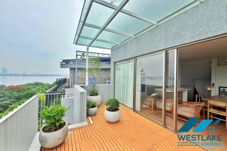 Lake view and morden duplex 3 bedrooms apartment for rent in Dang Thai Mai, Tay Ho, Ha Noi