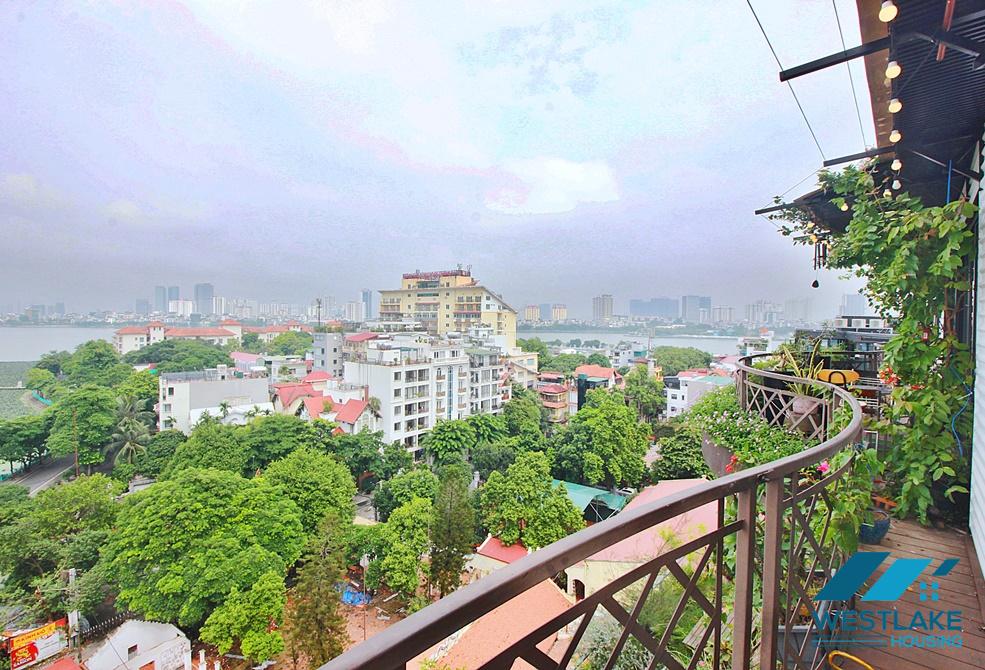 Lake view 4 bedrooms duplex apartment for rent in To Ngoc Van st, Tay Ho, Ha Noi