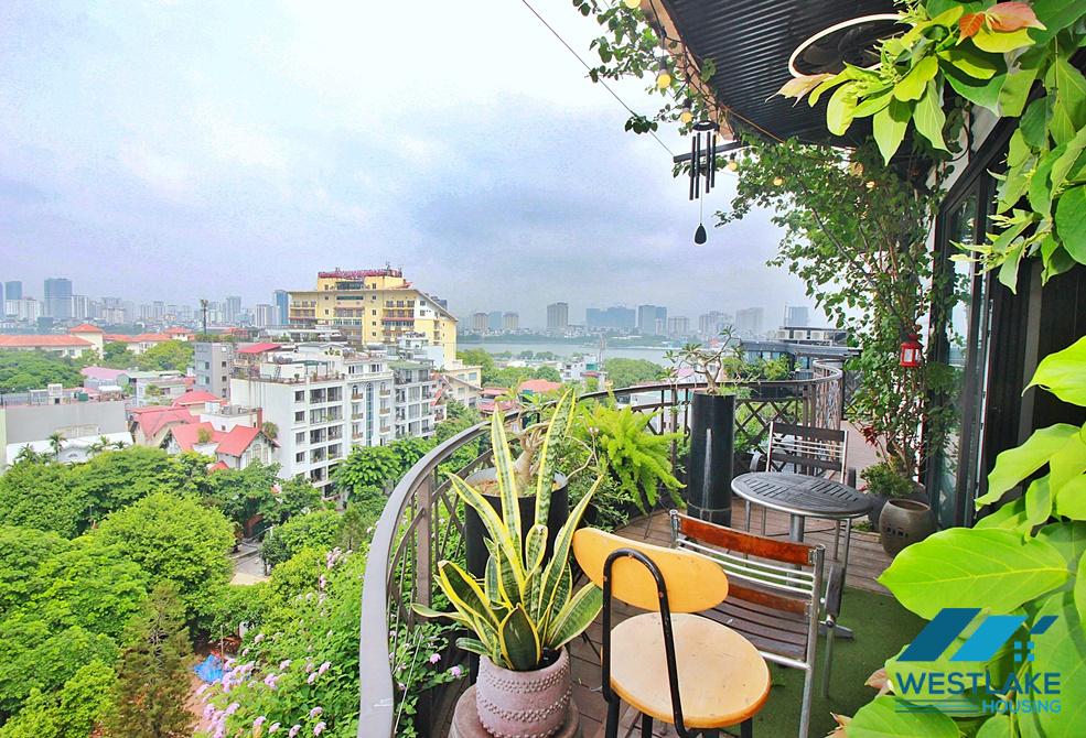 Lake view 4 bedrooms duplex apartment for rent in To Ngoc Van st, Tay Ho, Ha Noi
