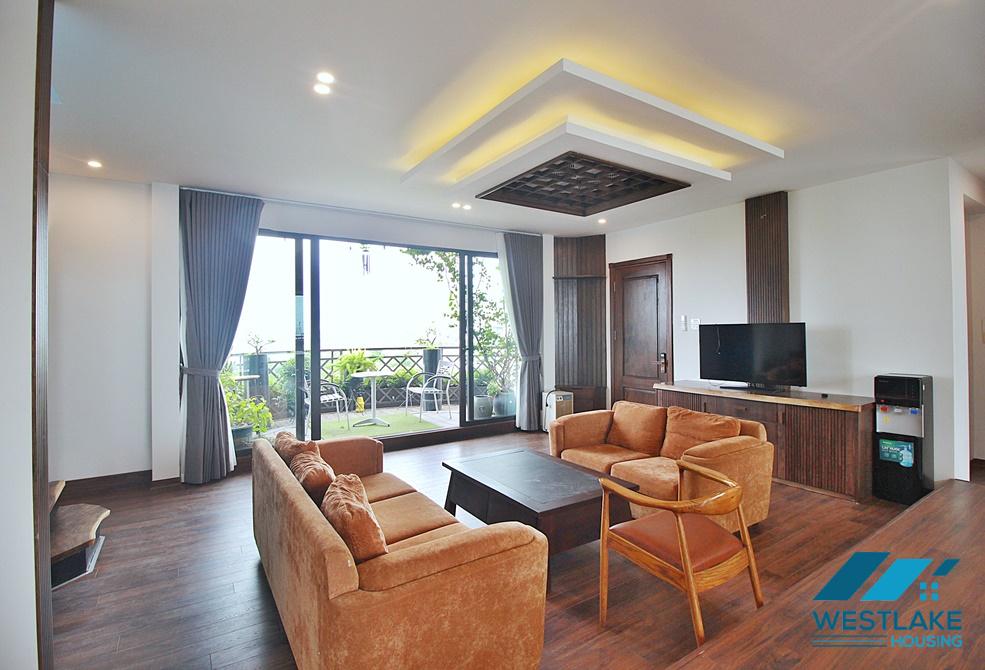 Lake view 4 bedrooms duplex apartment for rent in To Ngoc Van st, Tay Ho, Ha Noi