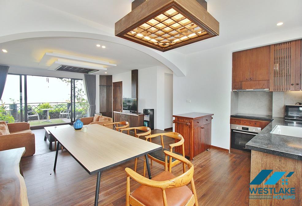 Lake view 4 bedrooms duplex apartment for rent in To Ngoc Van st, Tay Ho, Ha Noi