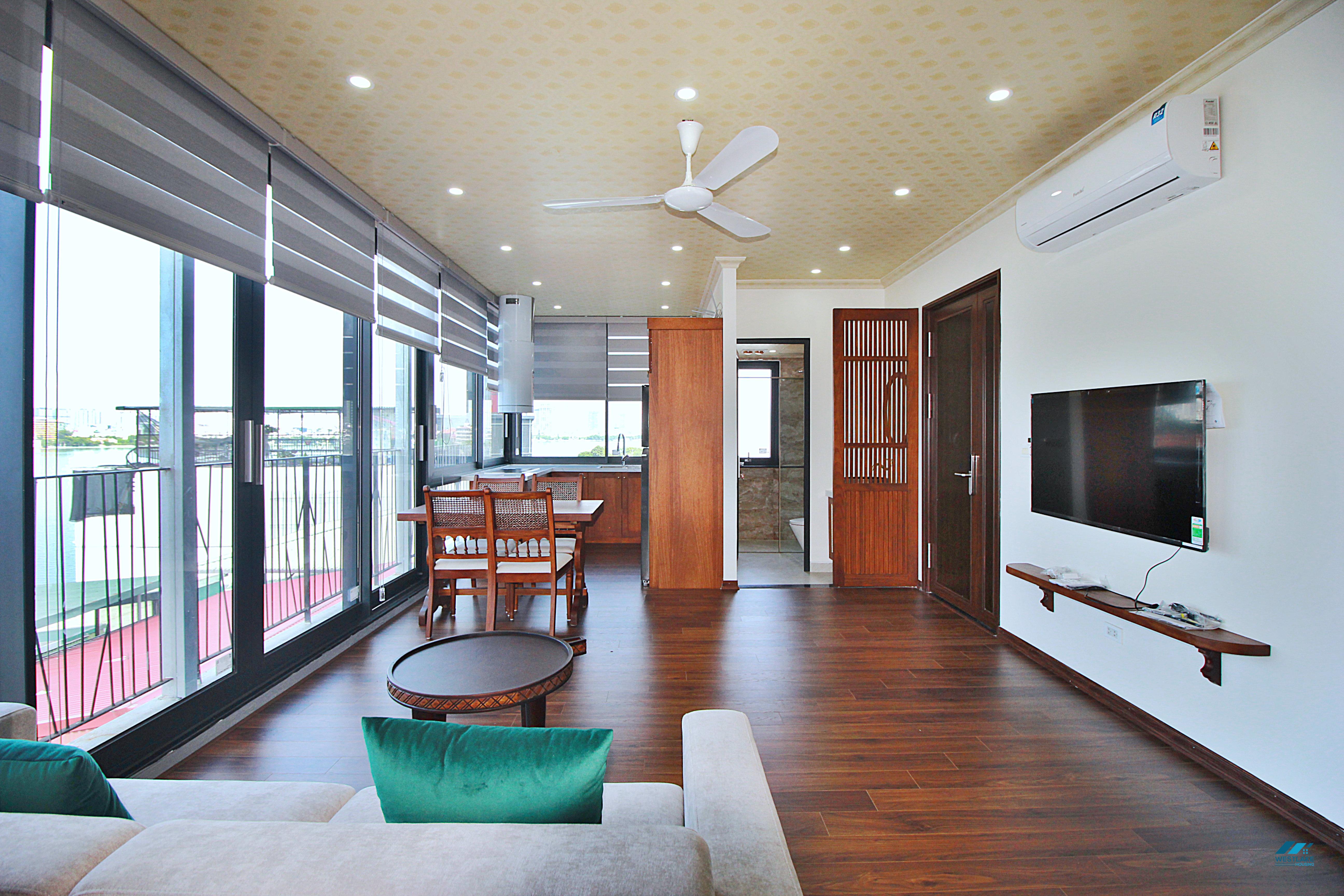 Lake view two bedrooms apartment for lease in Xom Phu, Dang Thai Mai area, Ha Noi
