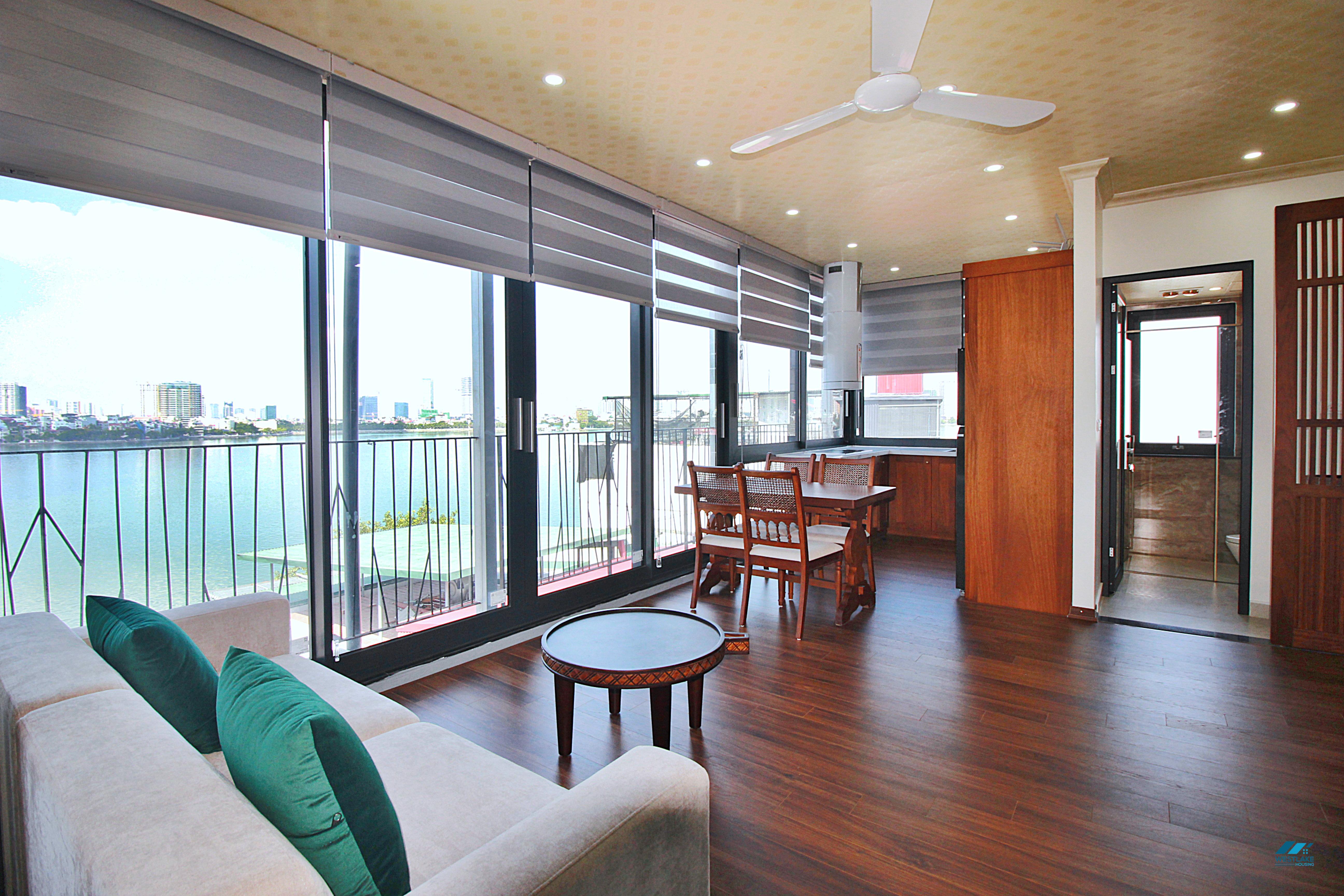  Lake view two bedrooms apartment for lease in Xom Phu, Dang Thai Mai area, Ha Noi