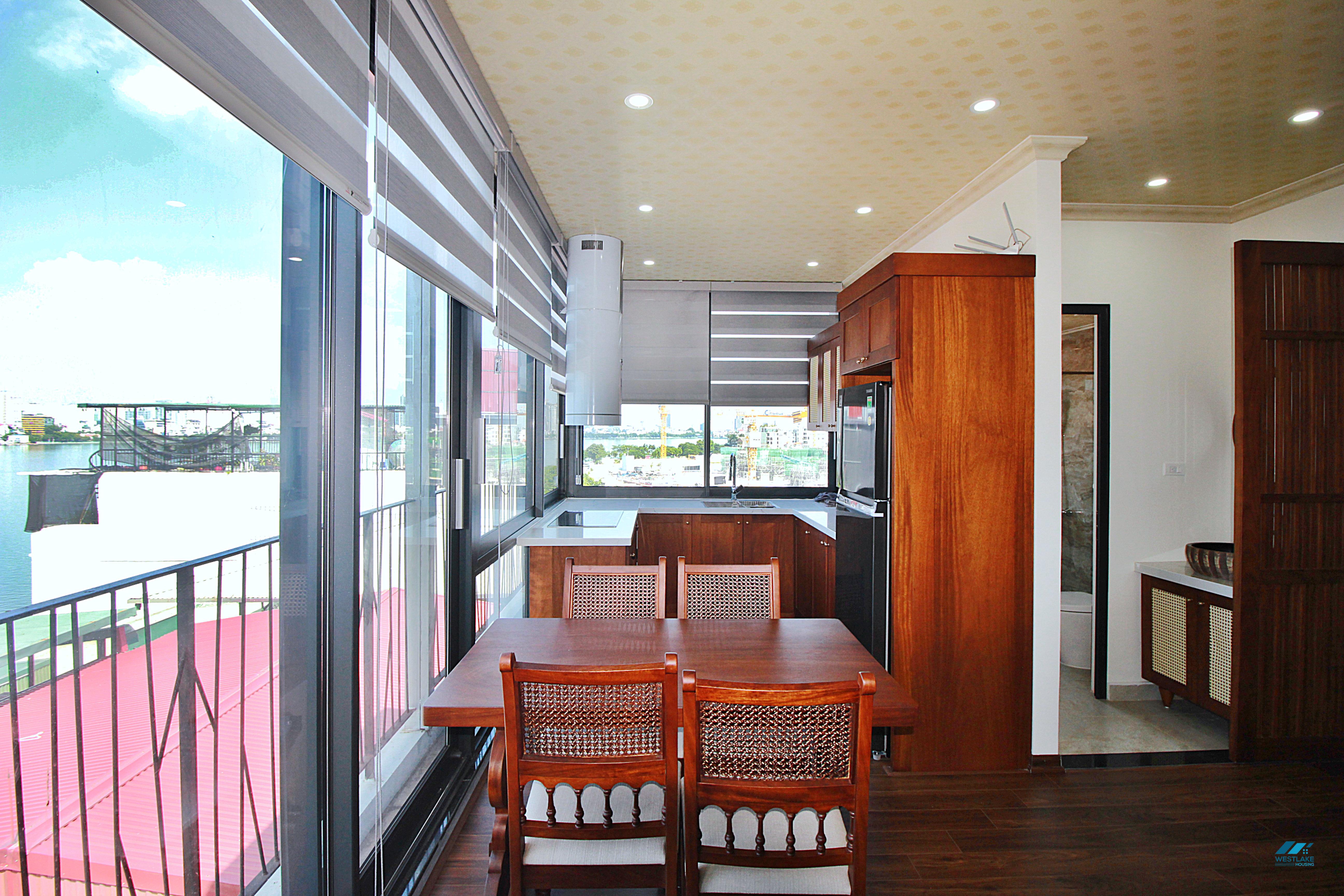 Lake view two bedrooms apartment for lease in Xom Phu, Dang Thai Mai area, Ha Noi